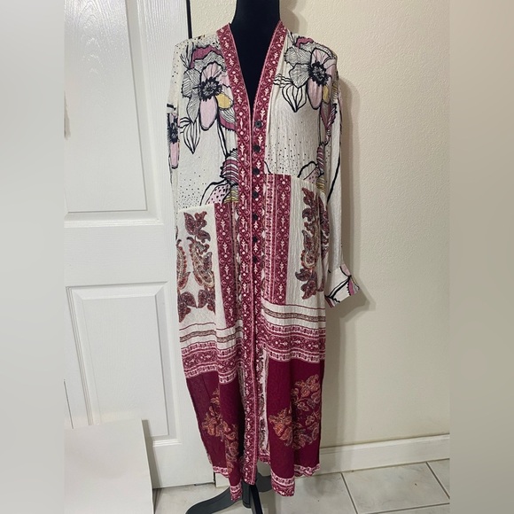 Free People C’est Moi mixed Floral Long Sleeve maxi top size S - Picture 1 of 10